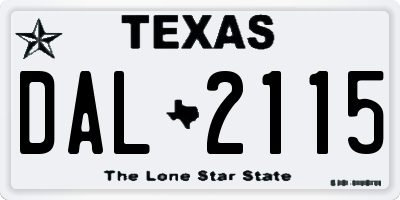 TX license plate DAL2115