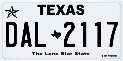 TX license plate DAL2117