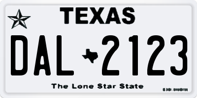 TX license plate DAL2123