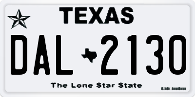 TX license plate DAL2130