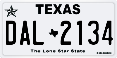 TX license plate DAL2134
