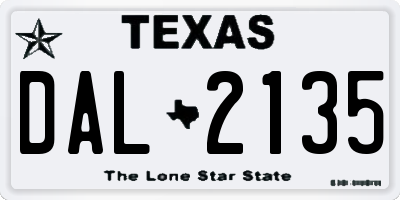 TX license plate DAL2135