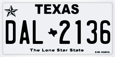 TX license plate DAL2136