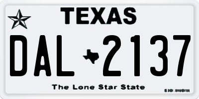 TX license plate DAL2137