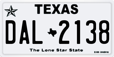 TX license plate DAL2138