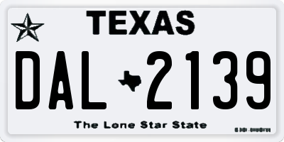 TX license plate DAL2139