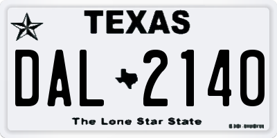 TX license plate DAL2140