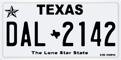 TX license plate DAL2142