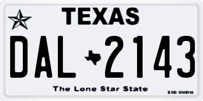 TX license plate DAL2143