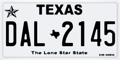 TX license plate DAL2145
