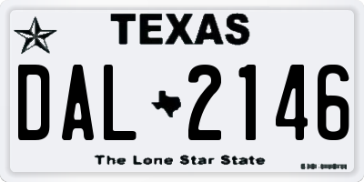 TX license plate DAL2146