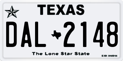 TX license plate DAL2148