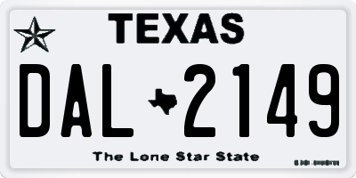 TX license plate DAL2149