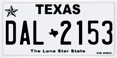 TX license plate DAL2153