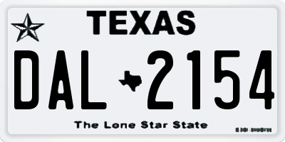 TX license plate DAL2154