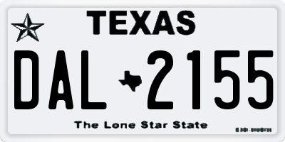 TX license plate DAL2155