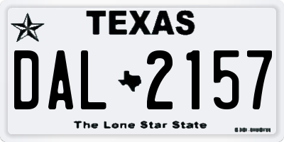 TX license plate DAL2157
