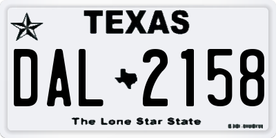 TX license plate DAL2158