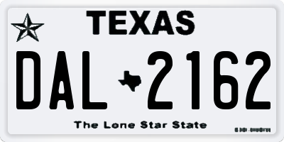 TX license plate DAL2162