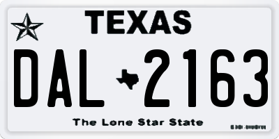 TX license plate DAL2163