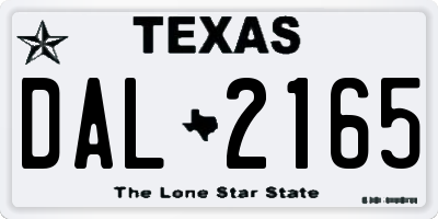 TX license plate DAL2165