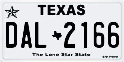 TX license plate DAL2166