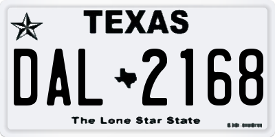TX license plate DAL2168