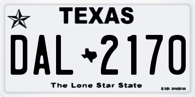 TX license plate DAL2170