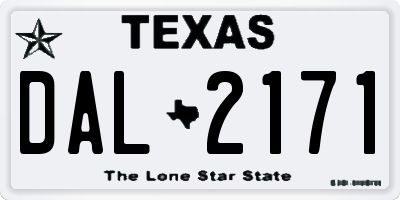 TX license plate DAL2171