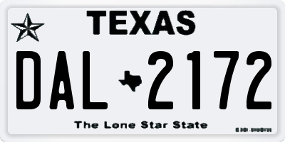 TX license plate DAL2172