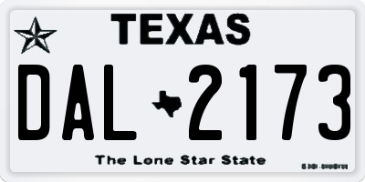 TX license plate DAL2173