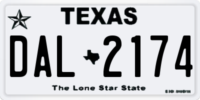 TX license plate DAL2174