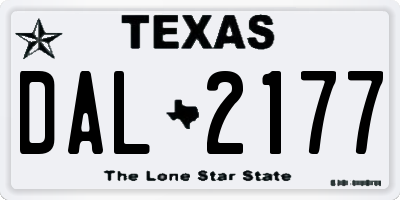 TX license plate DAL2177