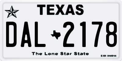 TX license plate DAL2178