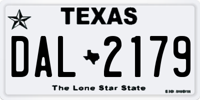 TX license plate DAL2179