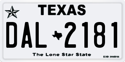 TX license plate DAL2181