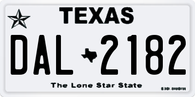 TX license plate DAL2182