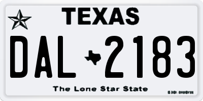 TX license plate DAL2183