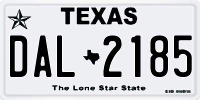 TX license plate DAL2185