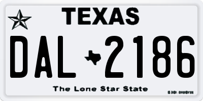 TX license plate DAL2186