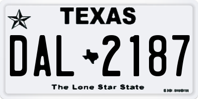 TX license plate DAL2187