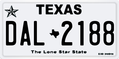TX license plate DAL2188