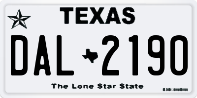 TX license plate DAL2190