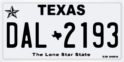 TX license plate DAL2193