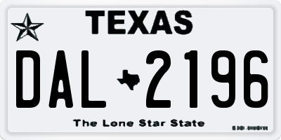 TX license plate DAL2196