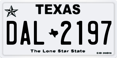 TX license plate DAL2197