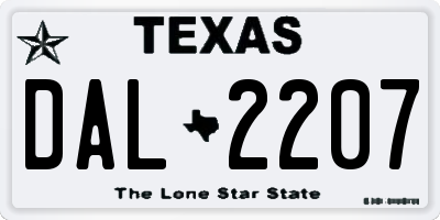 TX license plate DAL2207
