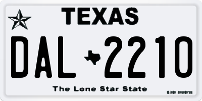 TX license plate DAL2210
