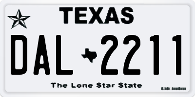 TX license plate DAL2211