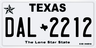 TX license plate DAL2212